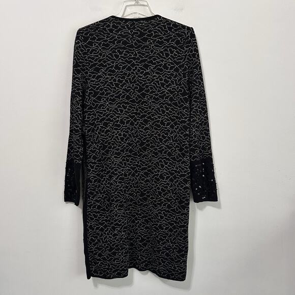 Chicos Sequin Open Front Jacket M Cardigan Black Gold Party Cocktail Knit Bling - Picture 10 of 10